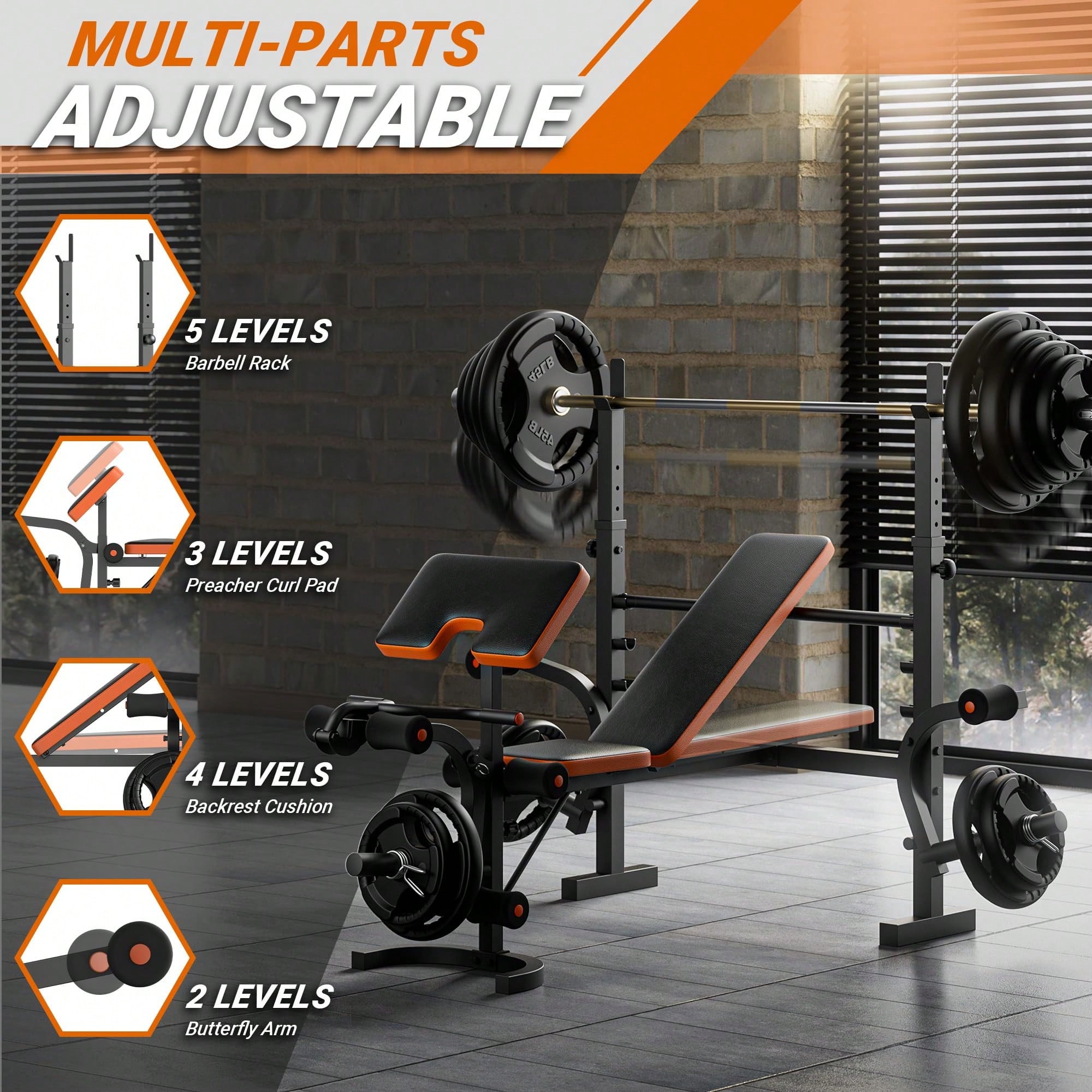 GIKPAL Weight Bench, Bench Pre - Home Gym Leg Press 评论和价格