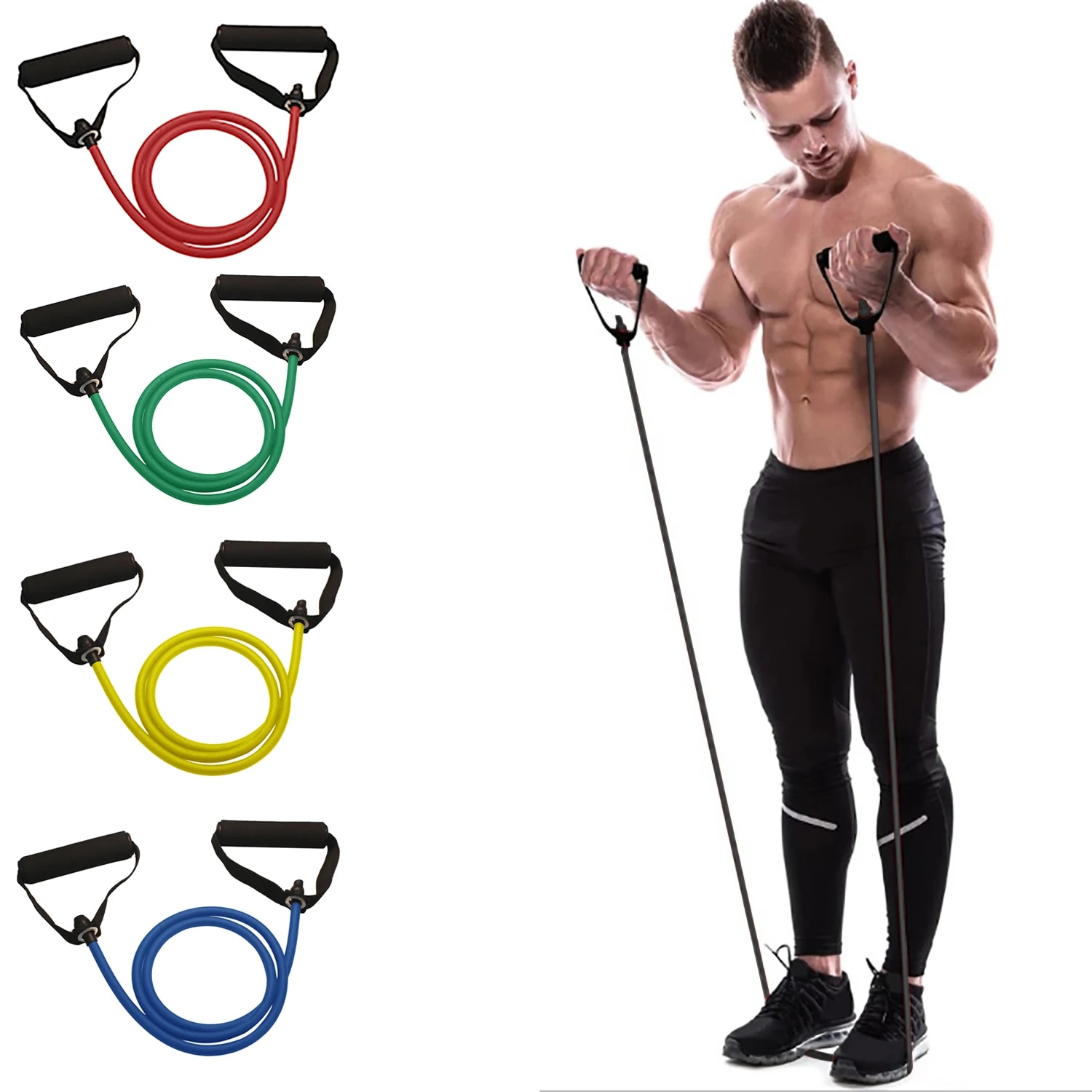 Resistance Bands With Handles, - Home Gym Leg Press 评论和价格