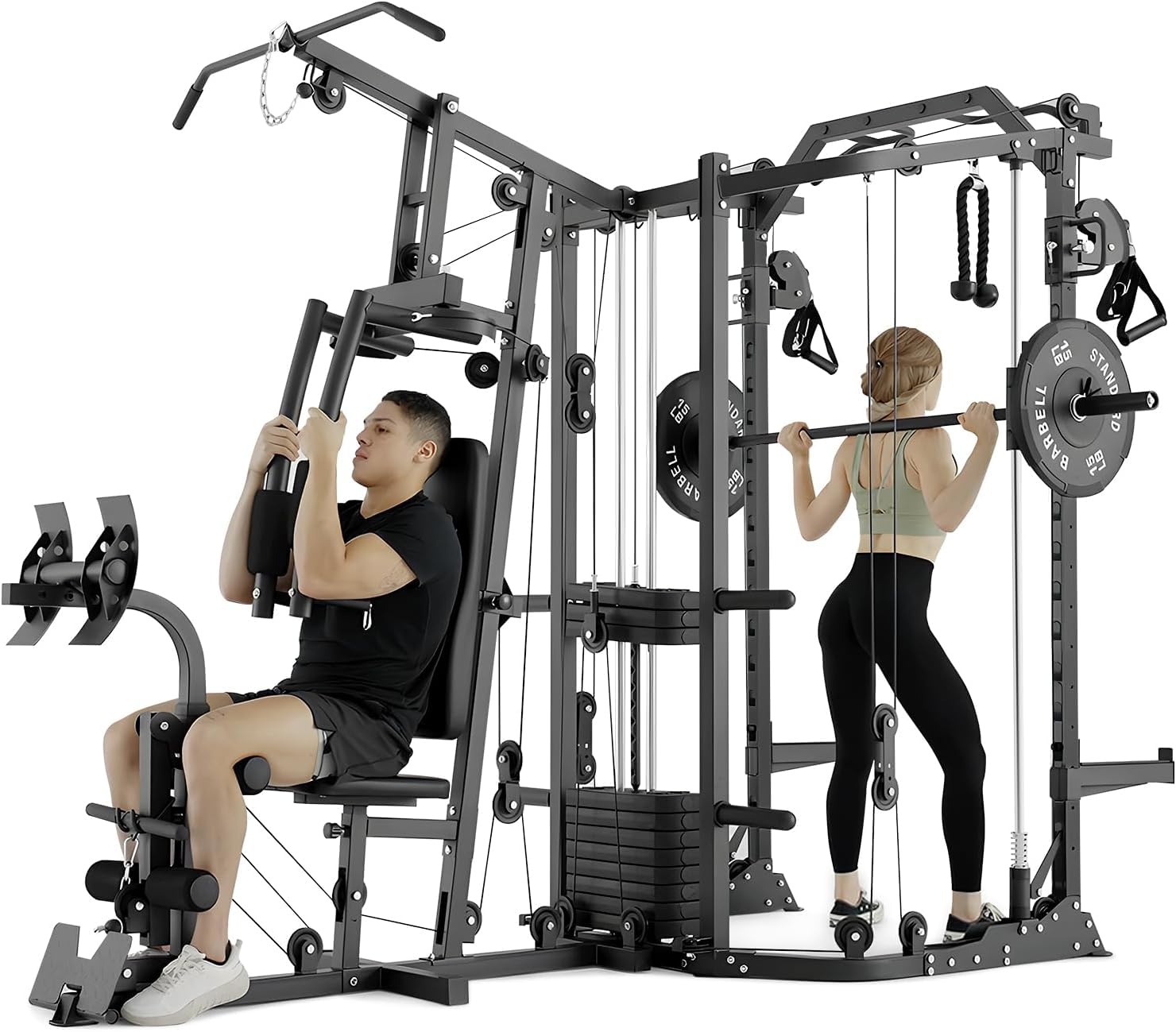 Dual-Station SmithΔ Machine Po - Home Gym Cable Machine With Weight Stack 评论和价格
