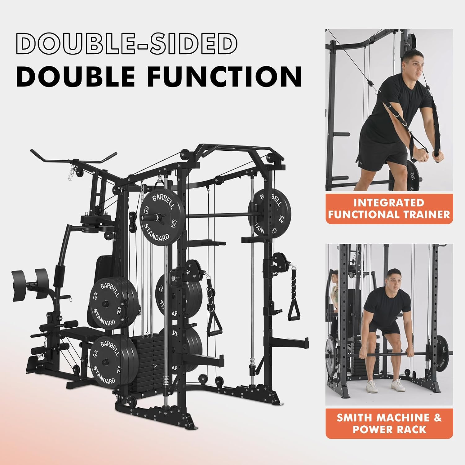 Dual-Station SmithΔ Machine Po - Home Gym Cable Machine With Weight Stack 评论和价格