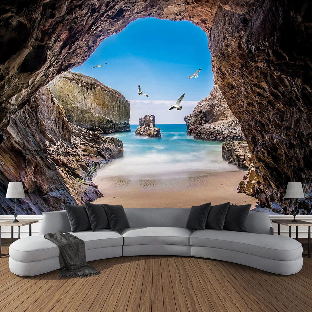 Mountain Cave Landscape Tapest - Home Gym Decor 评论和价格
